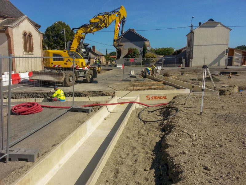 Chantier, remise à l'aire libre des canalettes