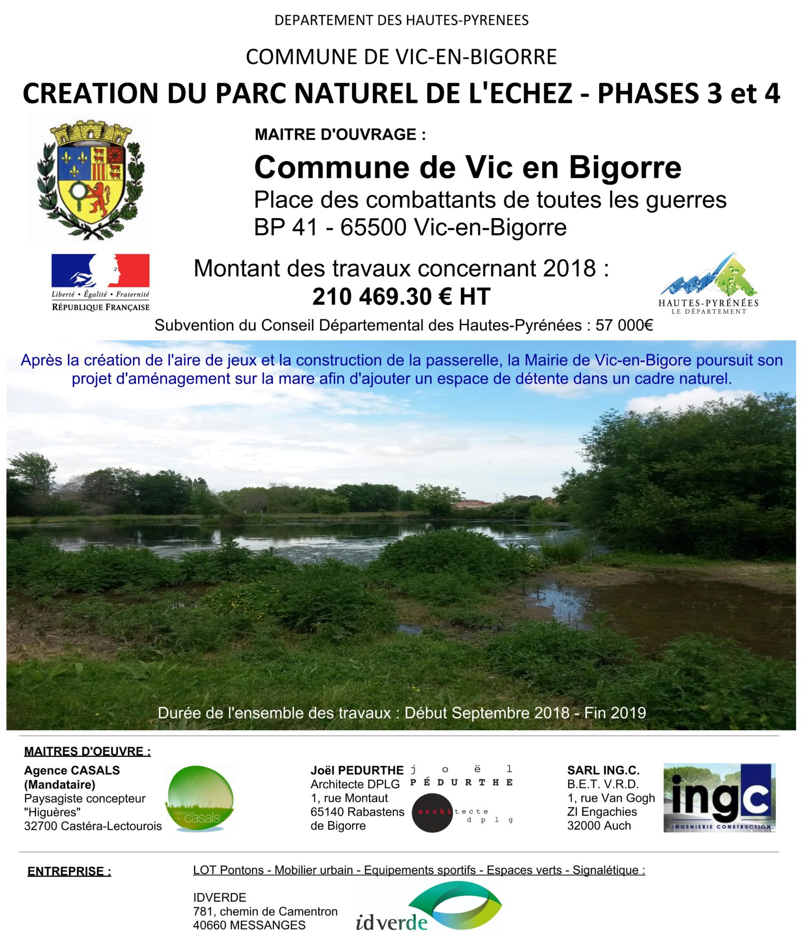 Vic-en-Bigorre (65) : Création du parc naturel de l'echez - phases 3 et ...