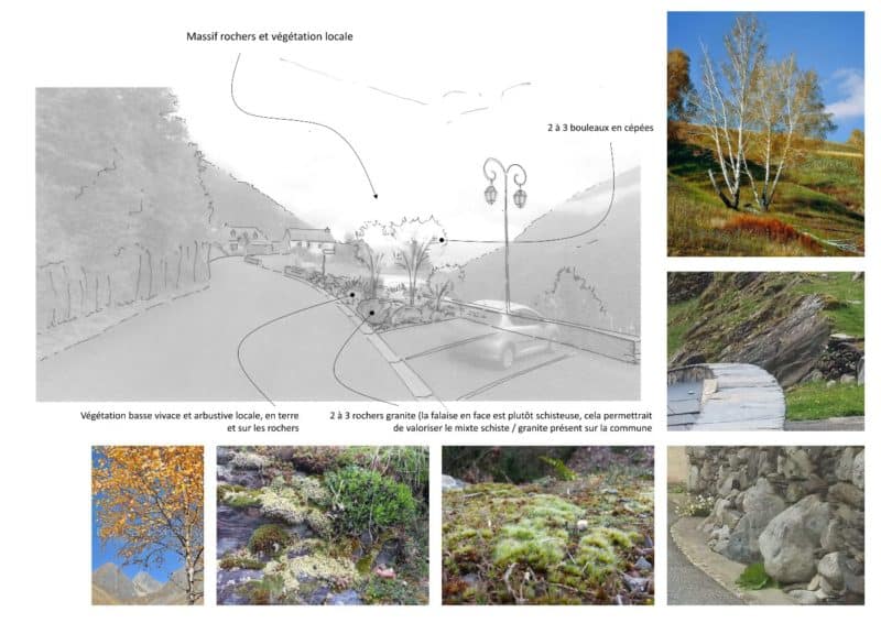 Planche projet entrée du village (non réalisé)