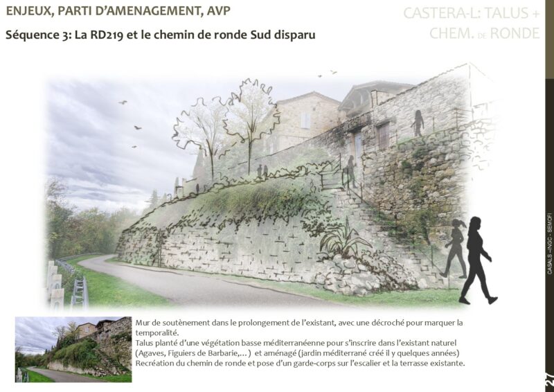 Traitement d’un glissement de terrain et aménagement paysager du chemin de ronde du Castelnau de Castéra-Lectourois (32)